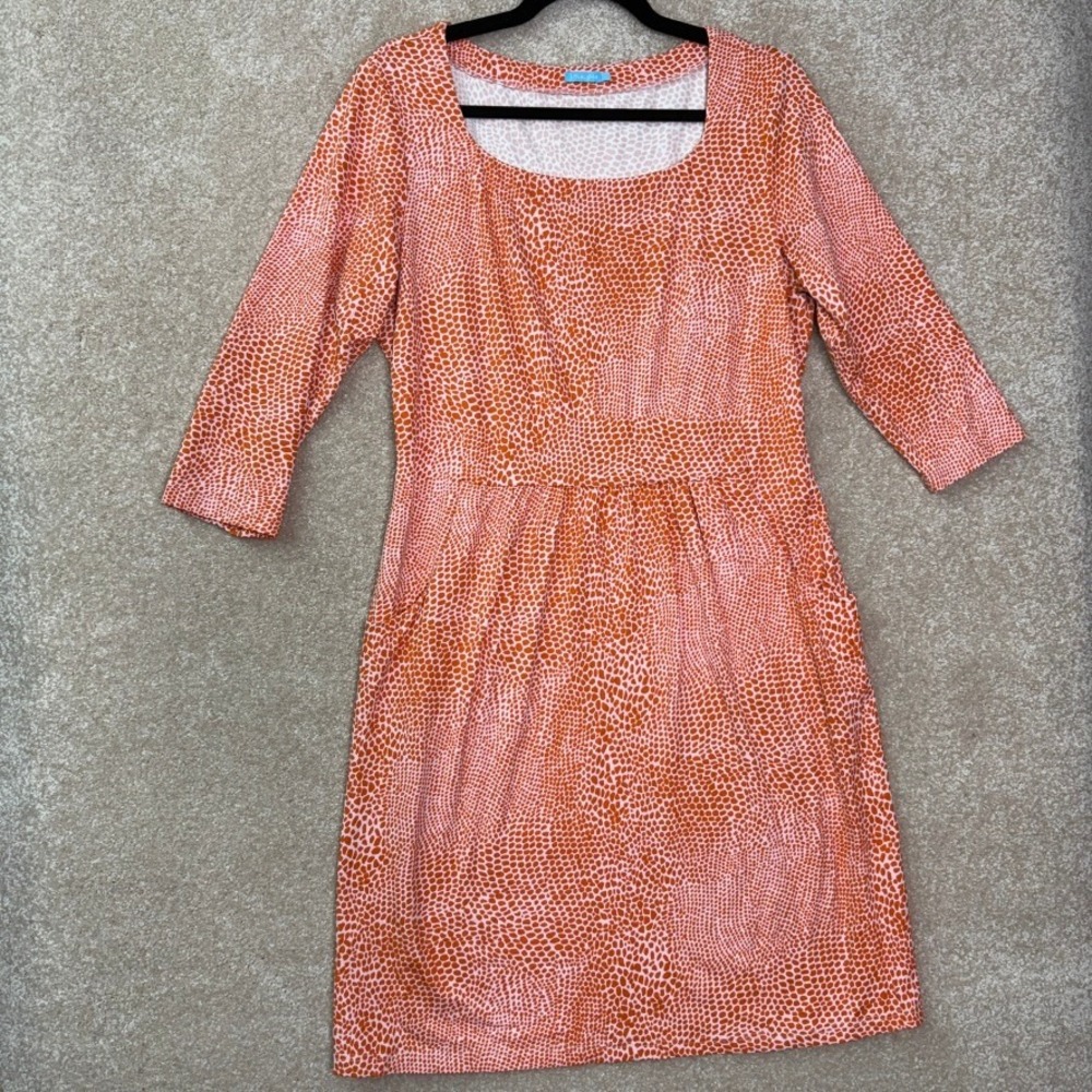 J.MCLAUGHLIN Catalina Cloth Dress Women's Large Orange Pebble Sheath‎ Pockets